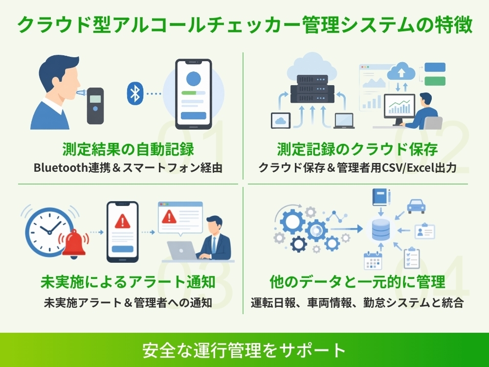 クラウド型アルコールチェッカーの機能