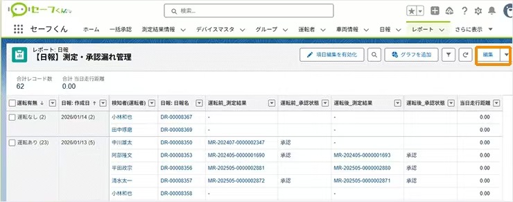 Salesforceレポートの編集