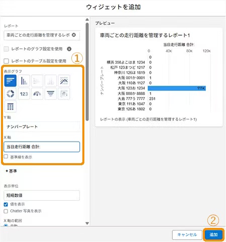 ウィジェット画面でグラフ詳細を選択する